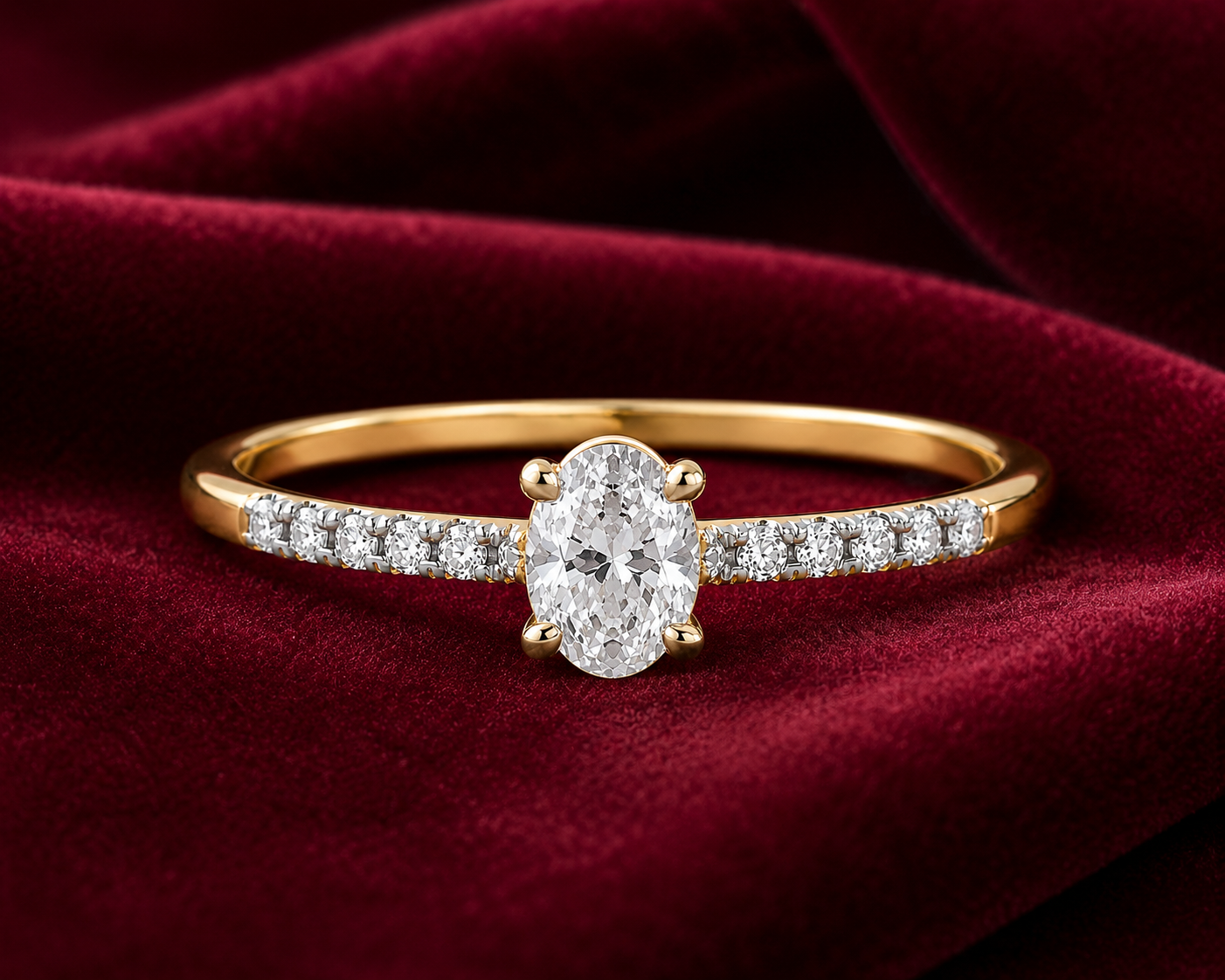 18ct Gold Oval Solitaire Engagement Ring on Solid Sterling Silver 925 Size J-T