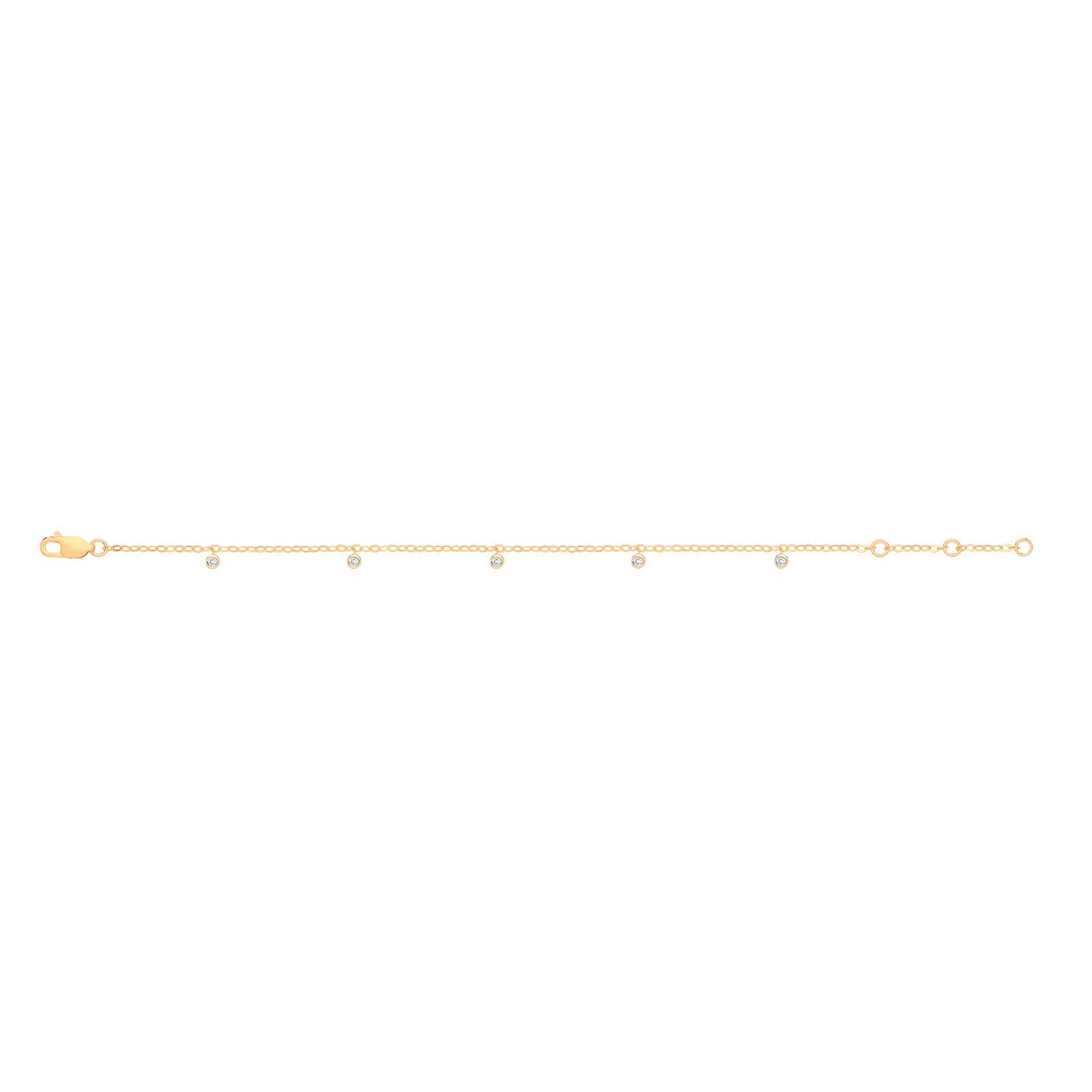 9ct Yellow Gold Rub-Over 0.10ctw Diamond Bracelet Made in London