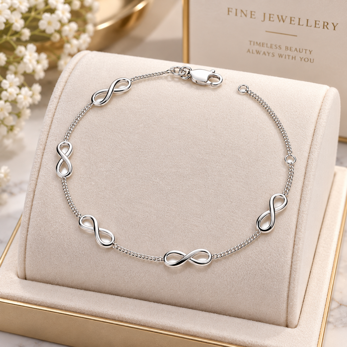 Infinity Symbol Chain Bracelet for Women Lobster Clasp Sterling Silver 925