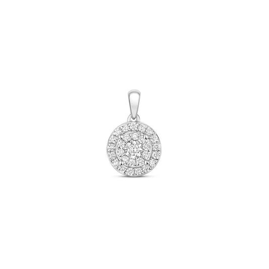 Diamond Halo Pendant 9ct White Gold 0.24ctw Real DiamondsCluster Pendant