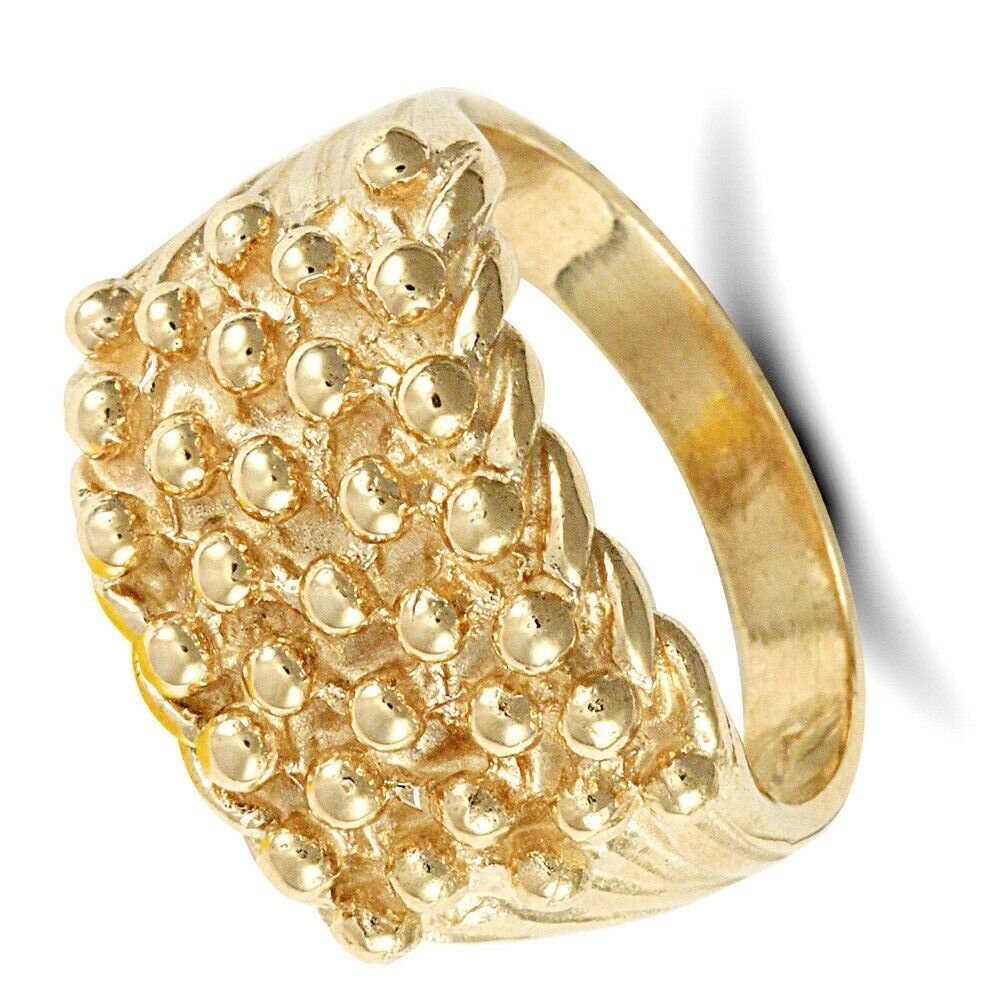 9ct yellow Gold 5 Row Keeper Ring Gents 14mm Wide Hallmarked