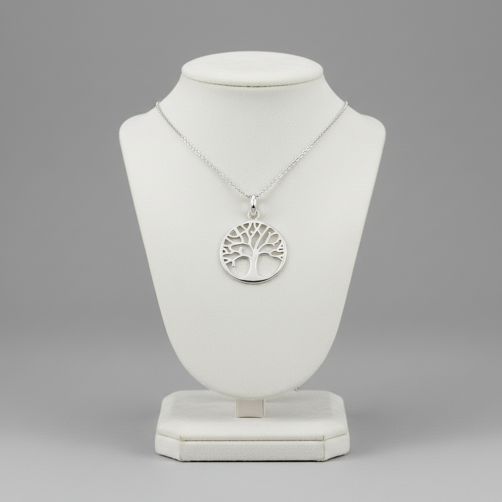 Tree of Life Pendant Solid Sterling Silver 925 Hallmark 18" Chain