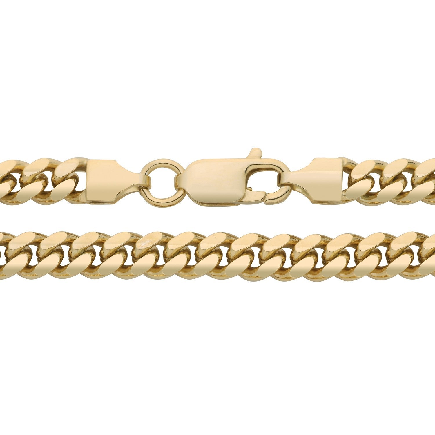 18ct Gold Cuban Chain on Solid Silver 24"  4.2mm Wide British Made Hallmarked