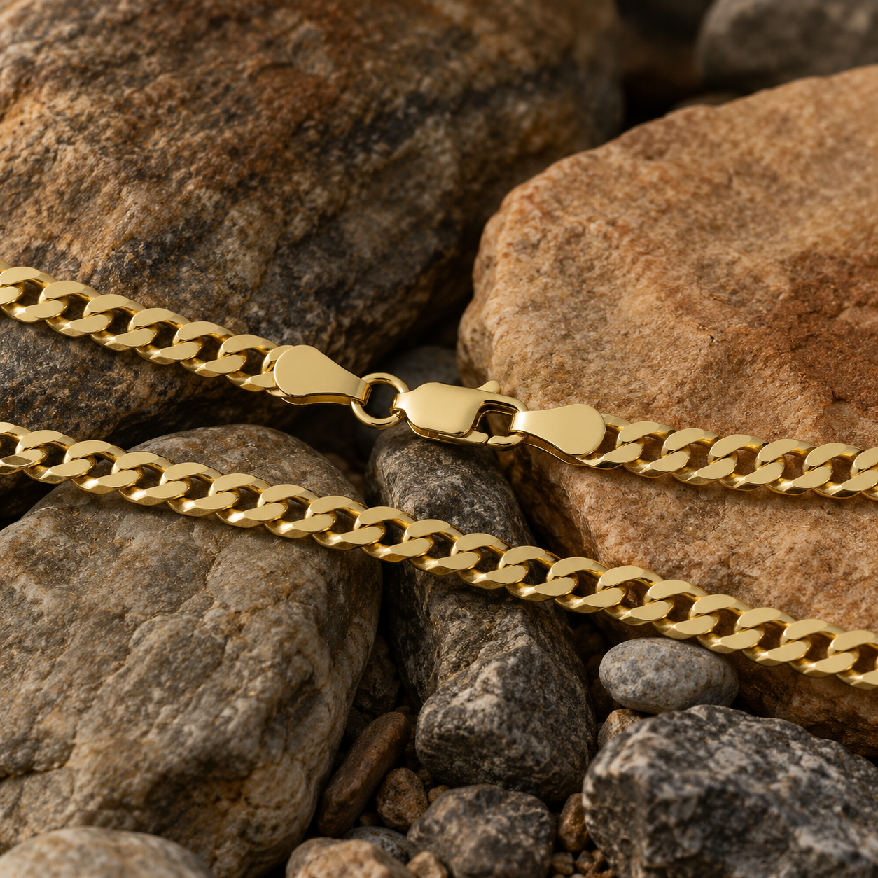 18ct Gold Very Flat Curb Chain on Solid Silver Hallmarked 4mm wide 20" 9 grams
