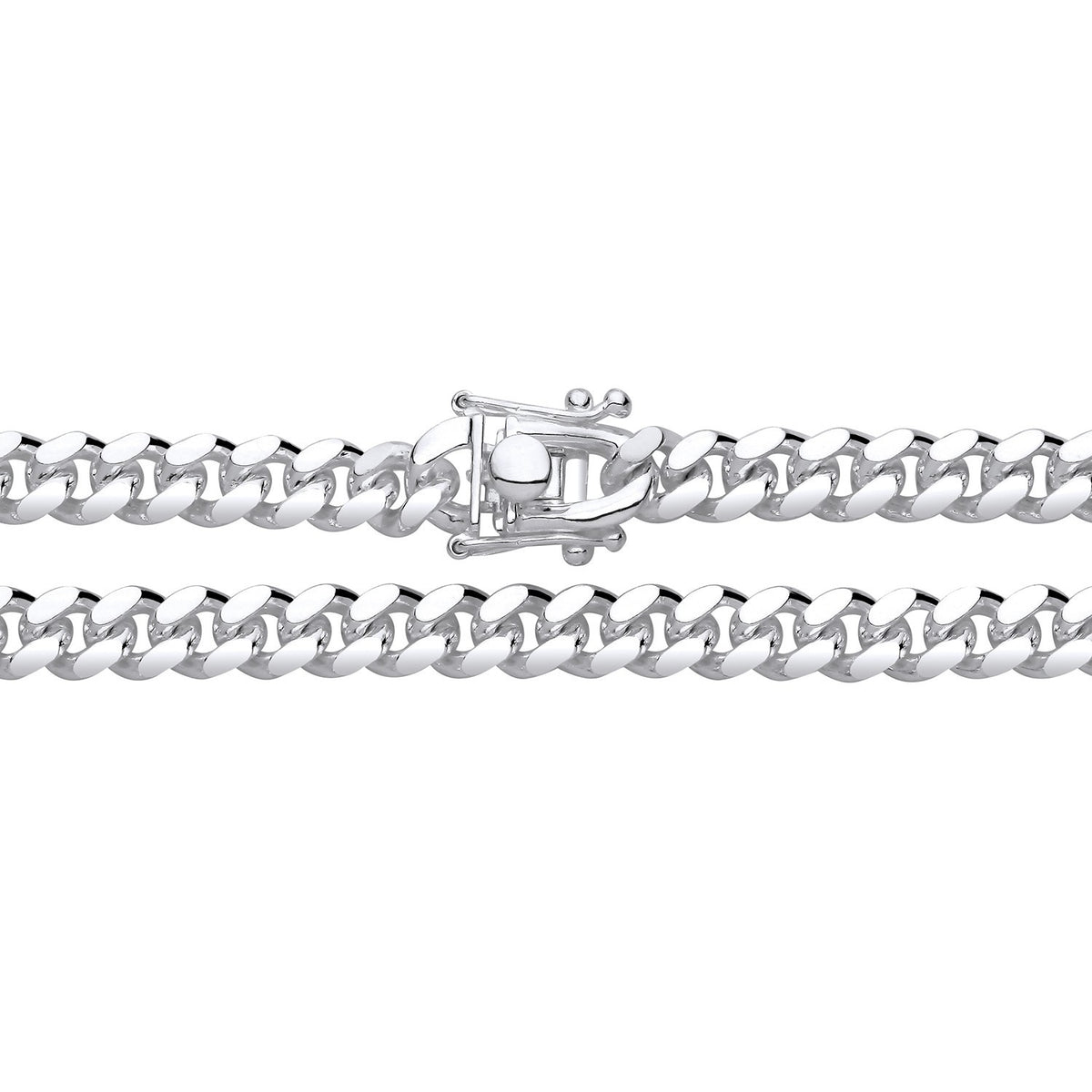 Men's Cuban Chain Bracelet Solid Silver 6mm Wide Box Lock Hallmarked 9"