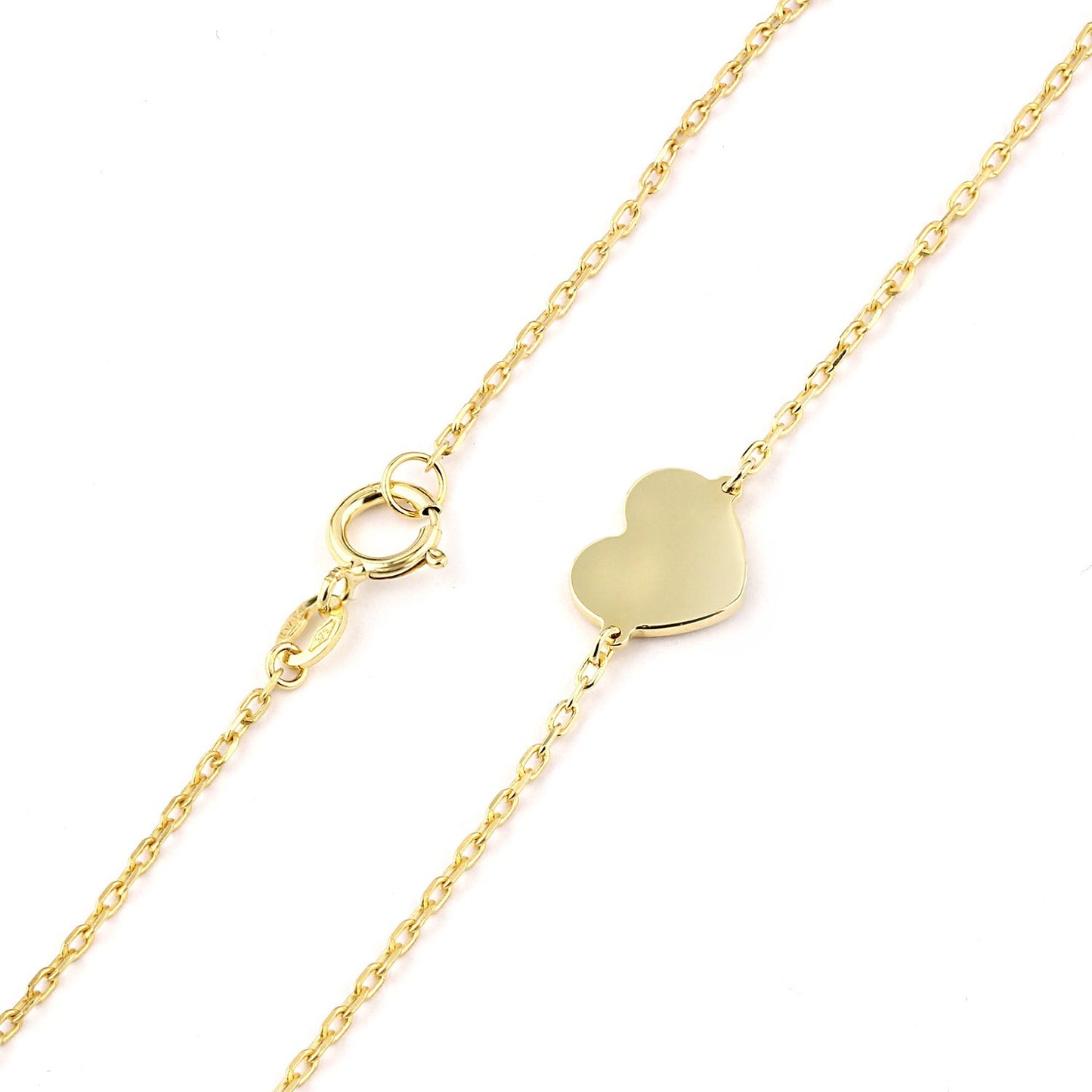 Elegant Polished Heart Chain Bracelet 9ct Yellow Gold 375 Hallmark 19cm