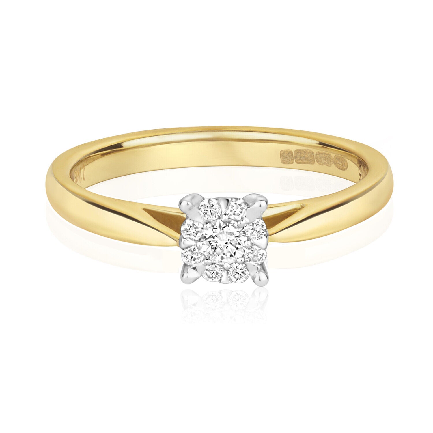 9ct Yellow Gold Diamond Solitaire Ring Brilliant Set Engagement Size J - Q