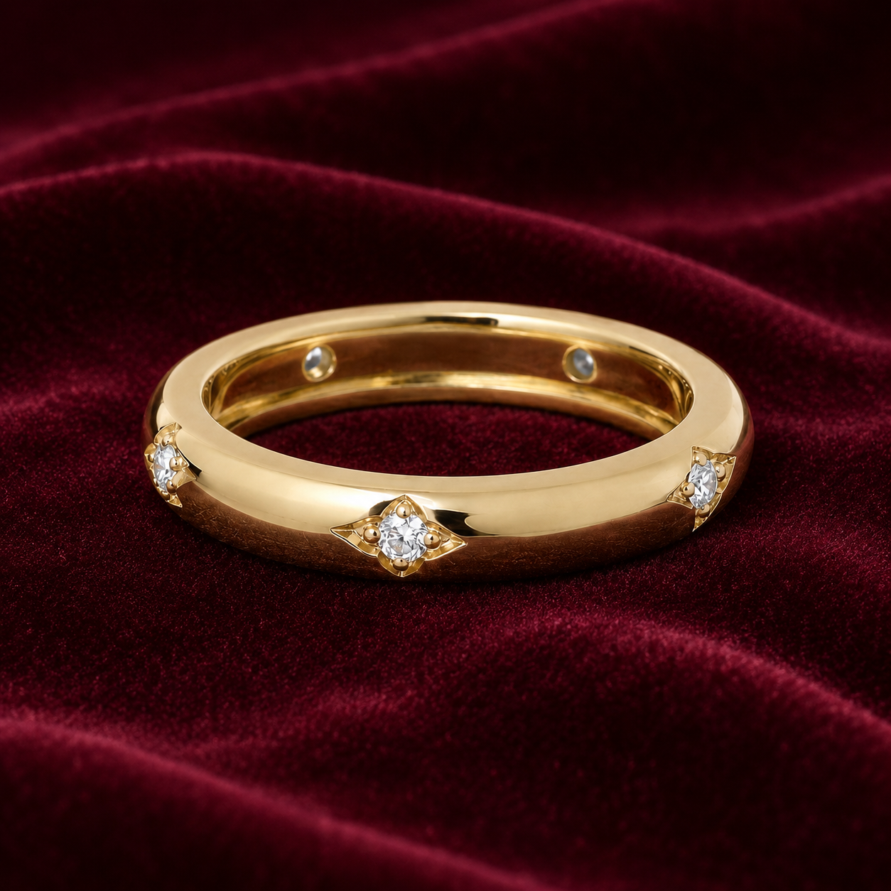 18ct Gold 4mm Wedding Band Ring on Solid Sterling Silver 925 Hallmark Size J - U