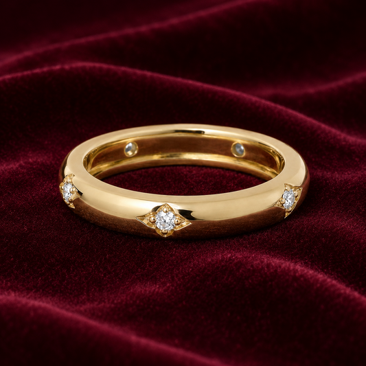 18ct Gold 4mm Wedding Band Ring on Solid Sterling Silver 925 Hallmark Size J - U