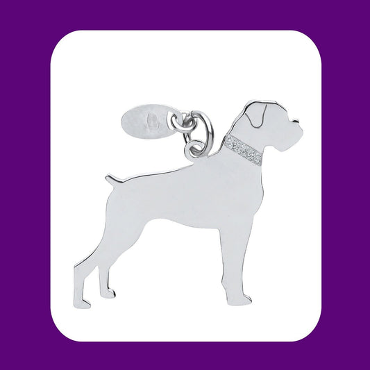Silver Boxer Dog Pendant Solid Silver 925 Hallmark Pet Jewellery 14-24" Chain