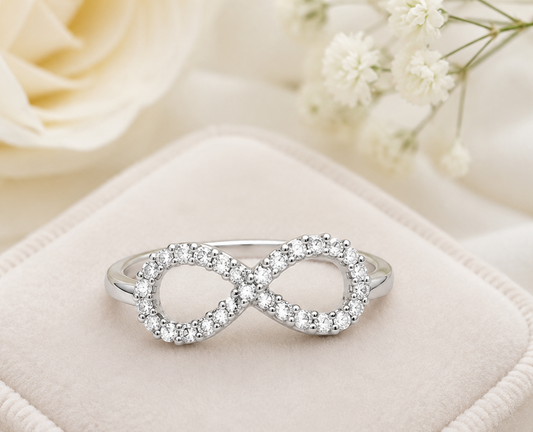 Elegant Infinity Sparkle Ring in Solid Sterling Silver