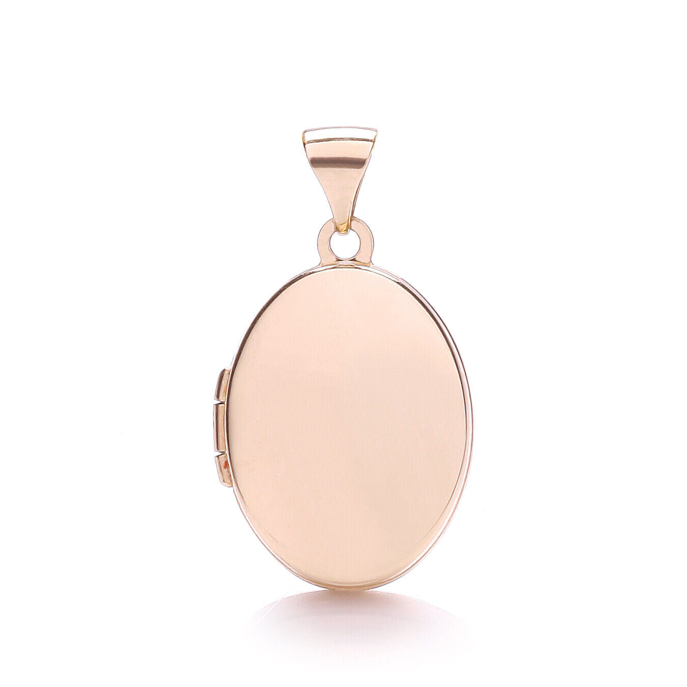 Rose Gold Oval Locket 18" Chain Solid Plain Hallmarked