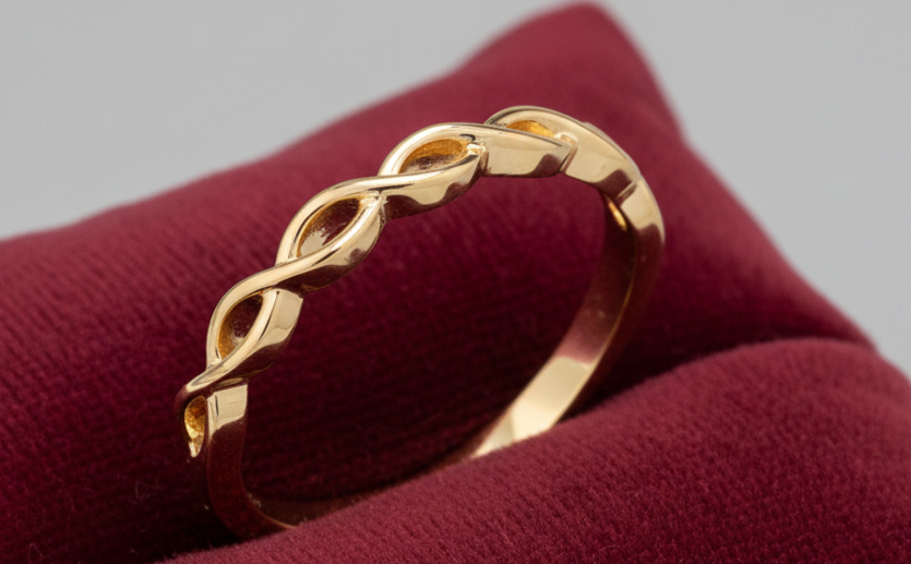 18ct Yellow Gold Celtic Ring on Sterling Silver 3mm Wide 925 Hallmark Sizes K-S