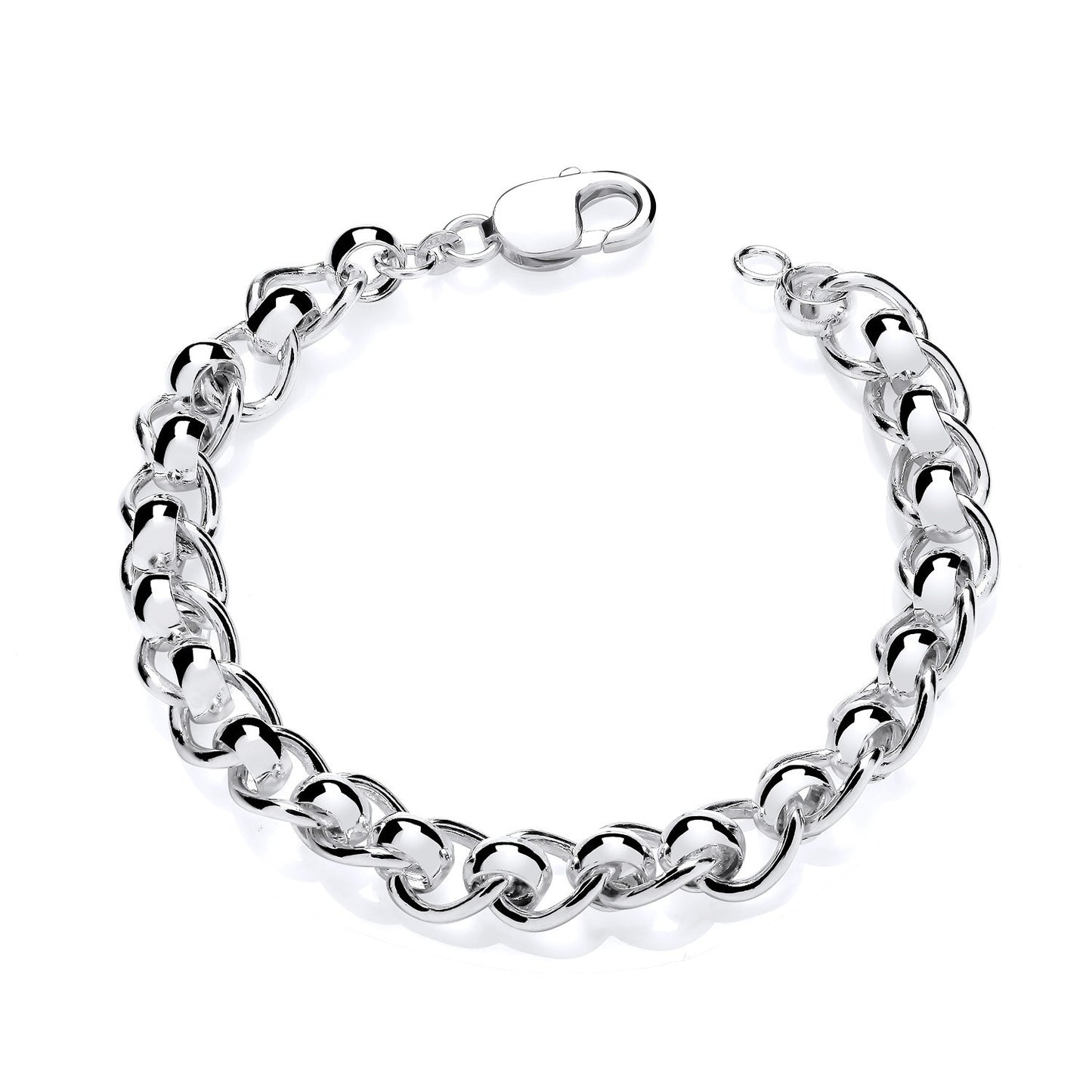 Solid Silver Gents Rollerball Bracelet 8.5" Length British Made Hallmarked