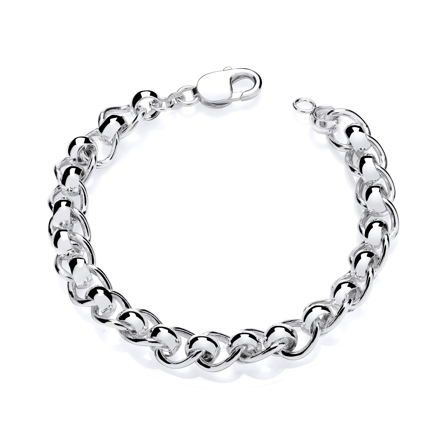 Solid Silver Gents Rollerball Bracelet 8.5" Length British Made Hallmarked