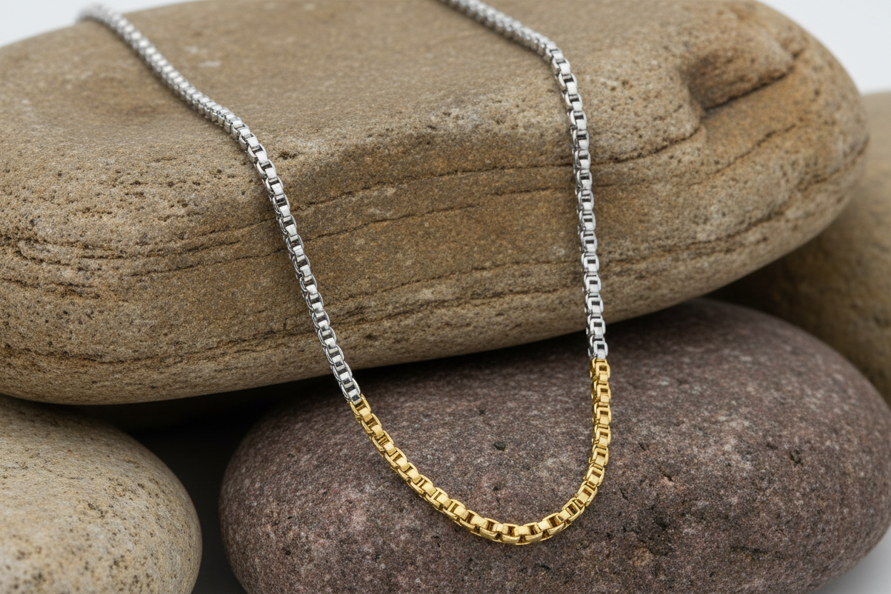 Fred Bennett Two Tone Belcher Link Chain Necklace 54cm N4587