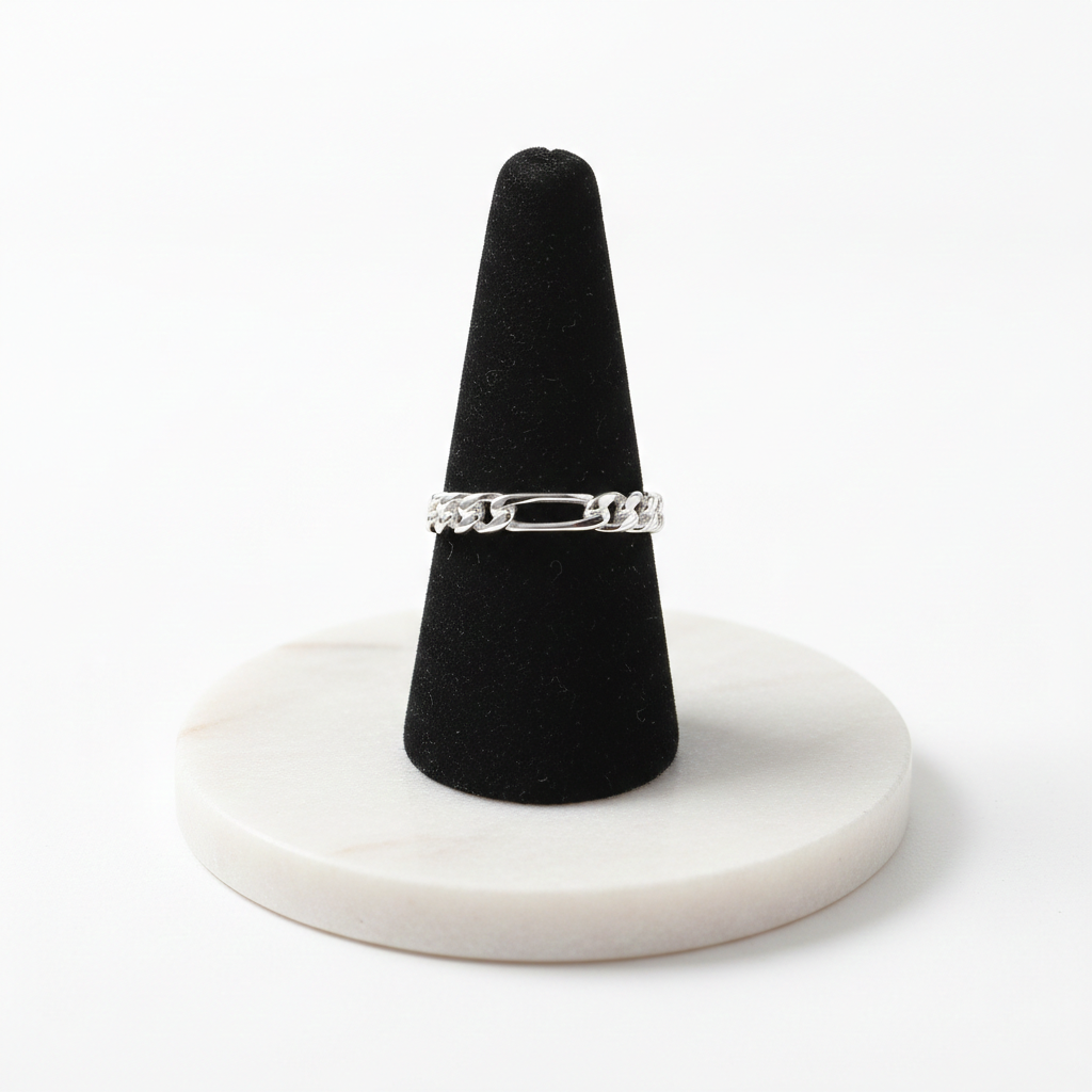 Sterling Silver Chain Ring 3mm Wide 925 Hallmark Sizes K - S