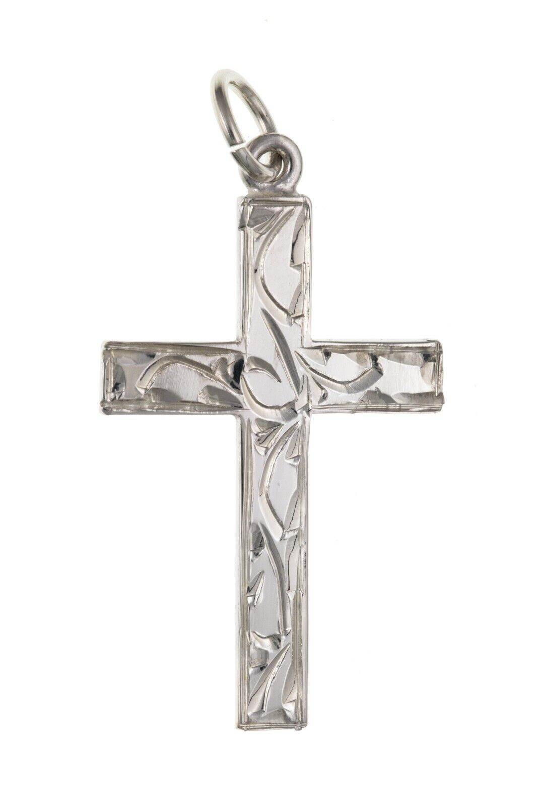 Sterling Silver Engraved Cross Pendant 925 Hallmark 29 x 18mm