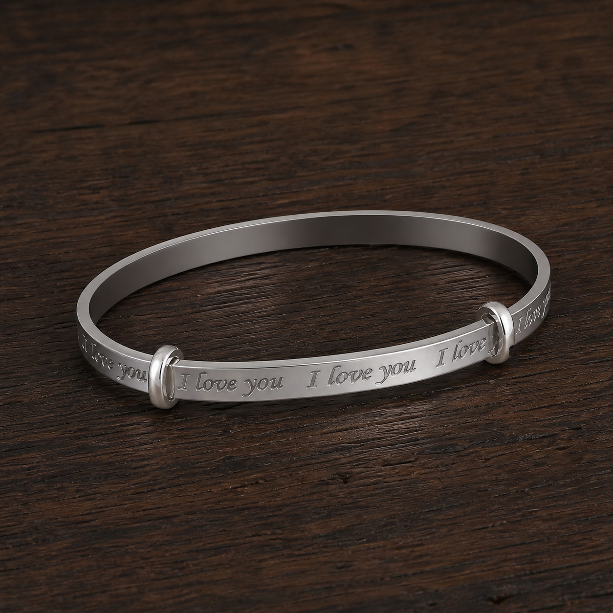 Ladies I Love You Expandable Bangle Sterling Silver 925 Hallmarked Bracelet