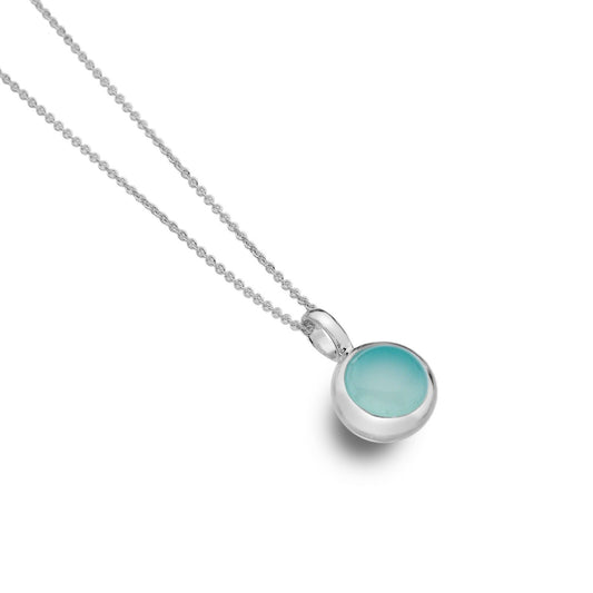 Blue Chalcedony Pendant Solid Silver Real Stone 925 Hallmarked All Chain Lengths