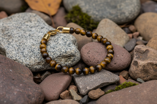 Fred Bennett Healing Bead Bracelet Natural Tiger's Eye Beads 22cm B5427Y