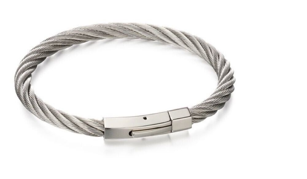 Fred Bennett Twisted Steel Wire Cable Bracelet 21.5cm B5053