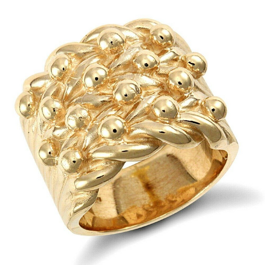 Yellow Gold Keeper Ring 4 Row Solid VERY Heavy 9 Carat Hallmark British made