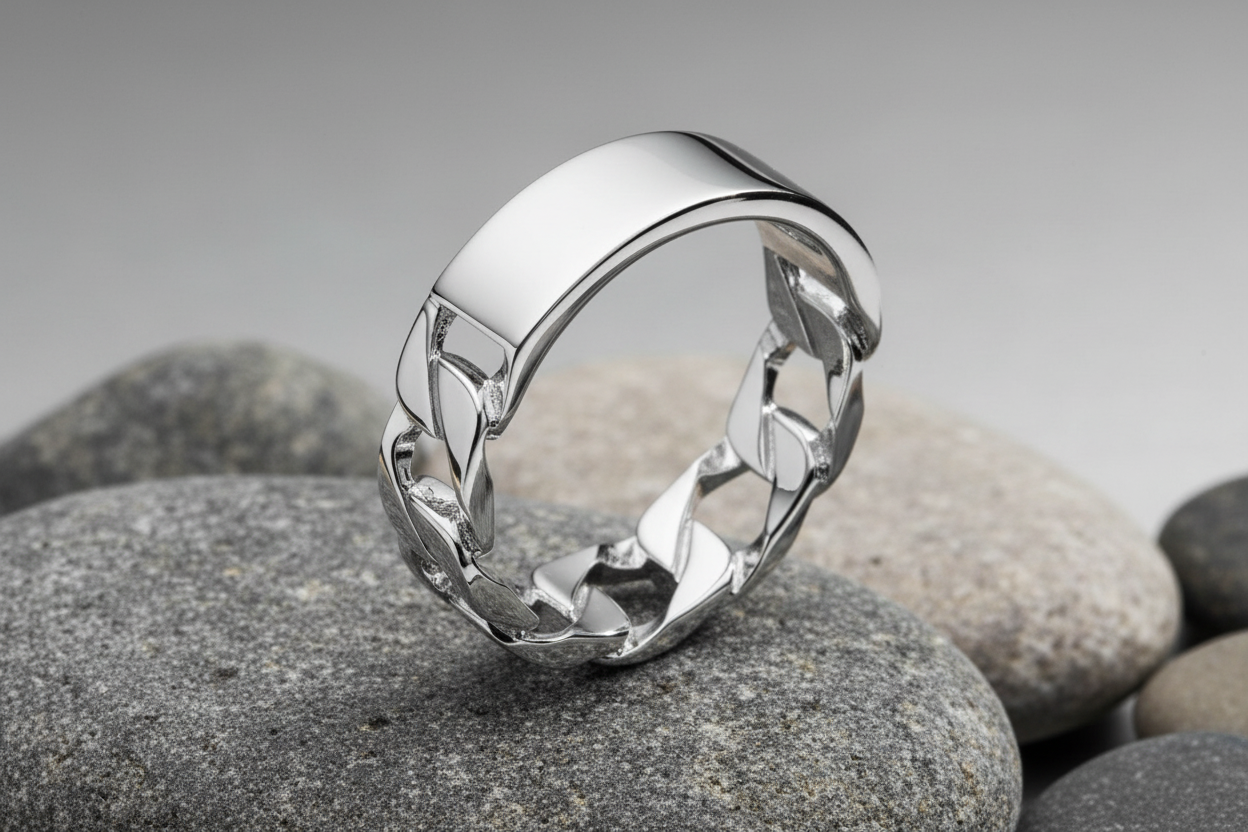 Fred Bennett ID Bar Curb Chain Ring Solid Sterling Silver Free Engraving