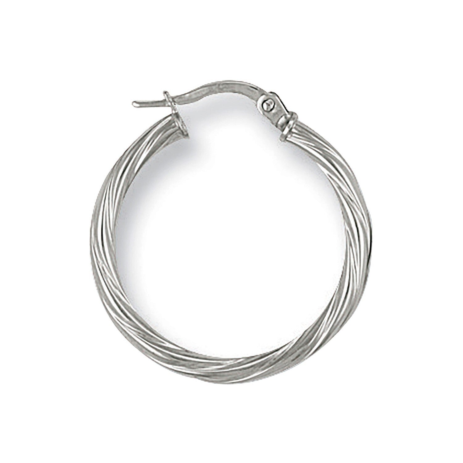 White Gold Twisted Hoop Earrings 23mm Creole Hoops Hallmarked
