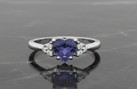 Sterling Silver Tanzanite Heart Ring Solitaire Engagement 925 Hallmark Size K-S