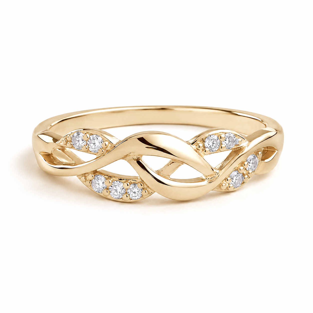 18ct Gold Celtic Ring Zircon Gemstones on Sterling Silver 925 Hallmark Sizes K-S