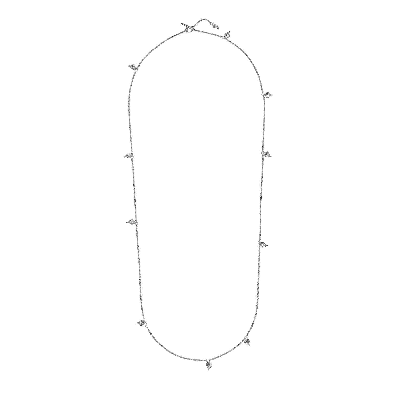 Leaf Heart Long Necklace Solid Sterling Silver 32" Length Hallmark Luxury Box