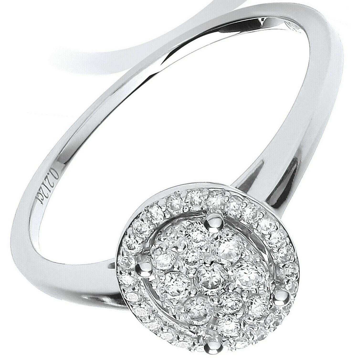 Real Diamond Oval Cluster Ring  18ct White Gold 0.20ctw