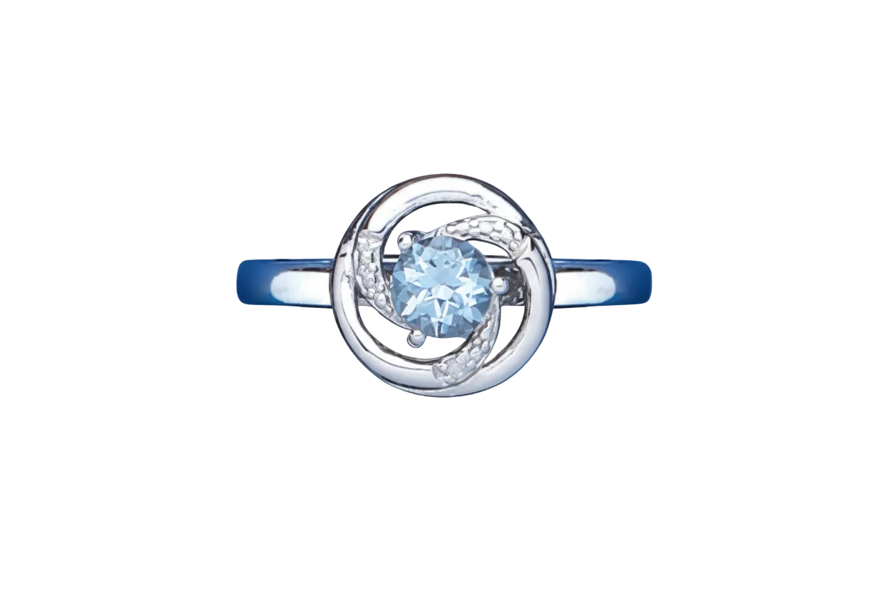 Blue Topaz and Diamond Ring Solid Sterling Silver Ladies