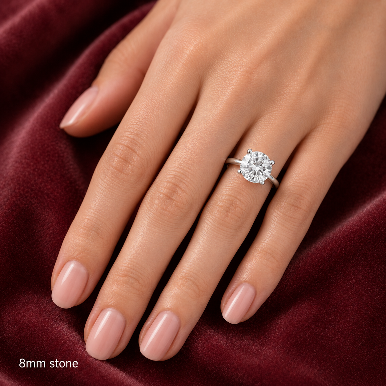 8mm Solitaire Engagement Ring Solid Sterling Silver 925 Hallmark Size J-V