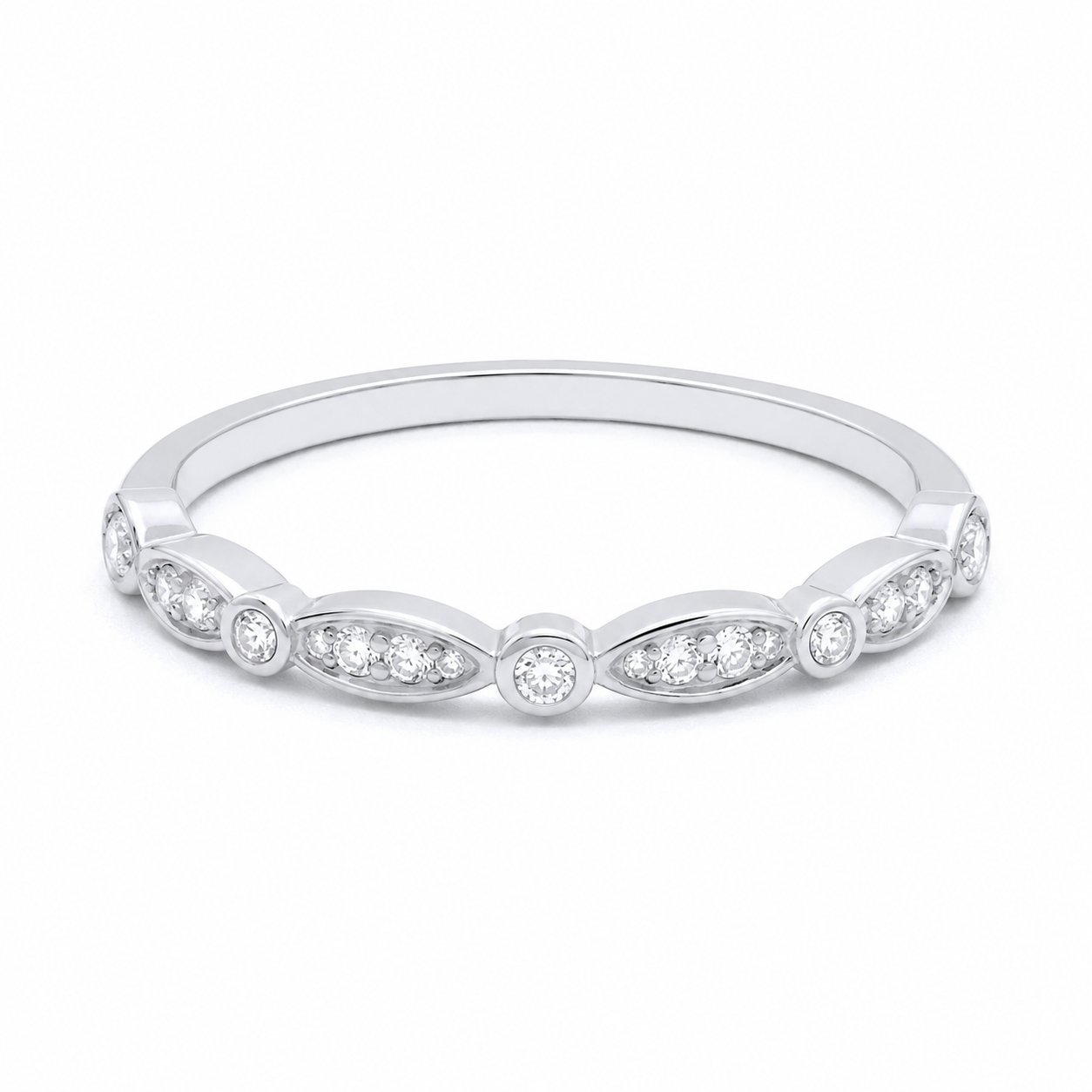 Sterling Silver Marquise Eternity Vintage Band Ring 925 Hallmark