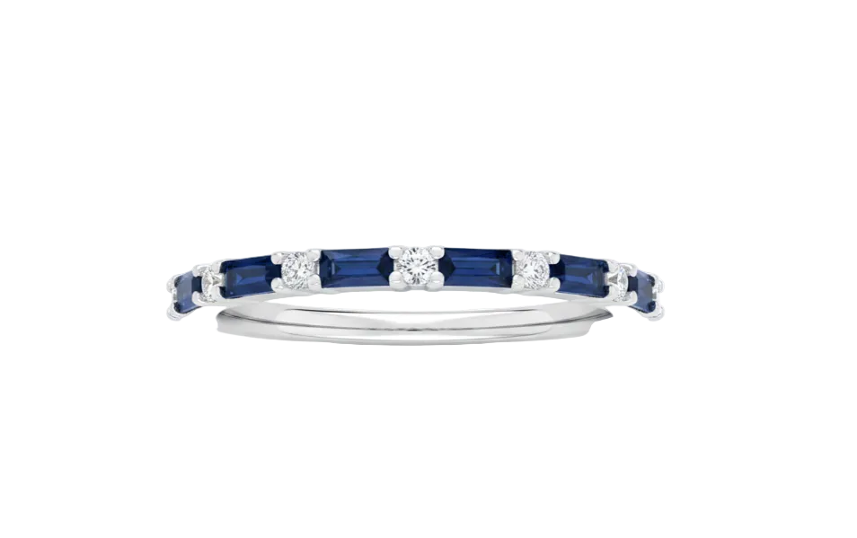 Sterling Silver Sapphire Baguette Eternity Ring Anniversary Band 925 Size K-S
