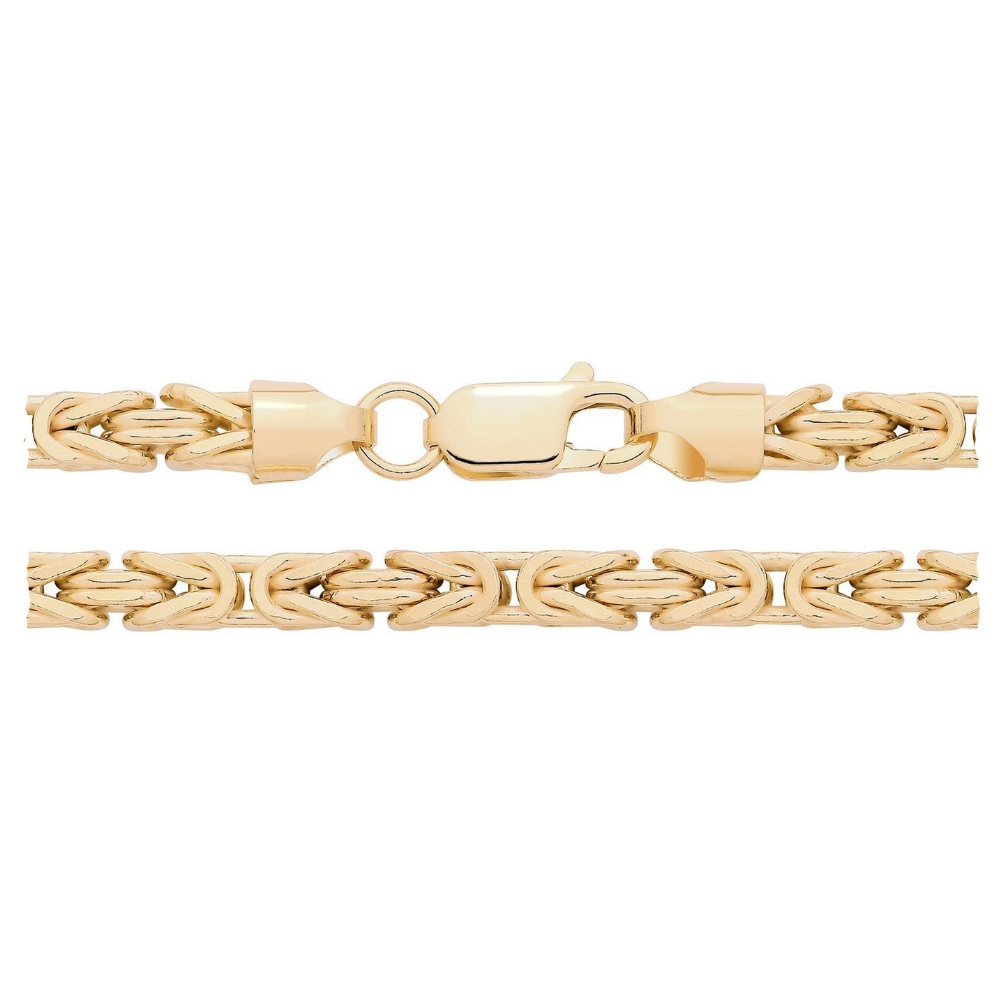 18ct Gold Gents Byzantine Bracelet on Solid Silver British Made Hallmarked 8 "