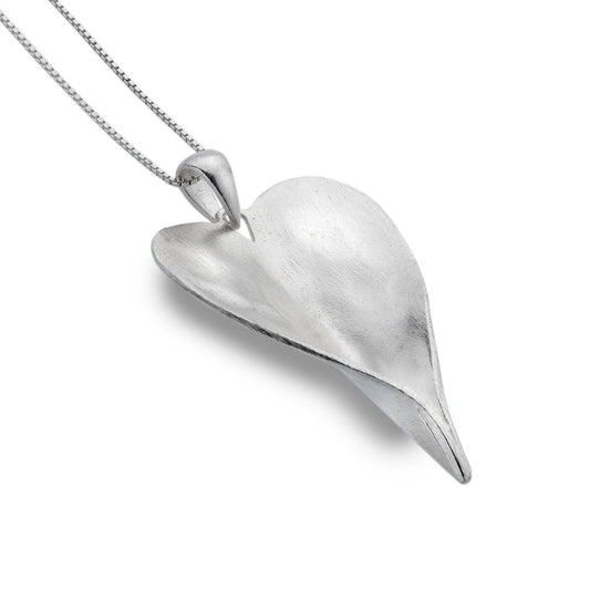 Leaf Heart Pendant Sterling Silver 925 Hallmarked Necklace All Chain Lengths