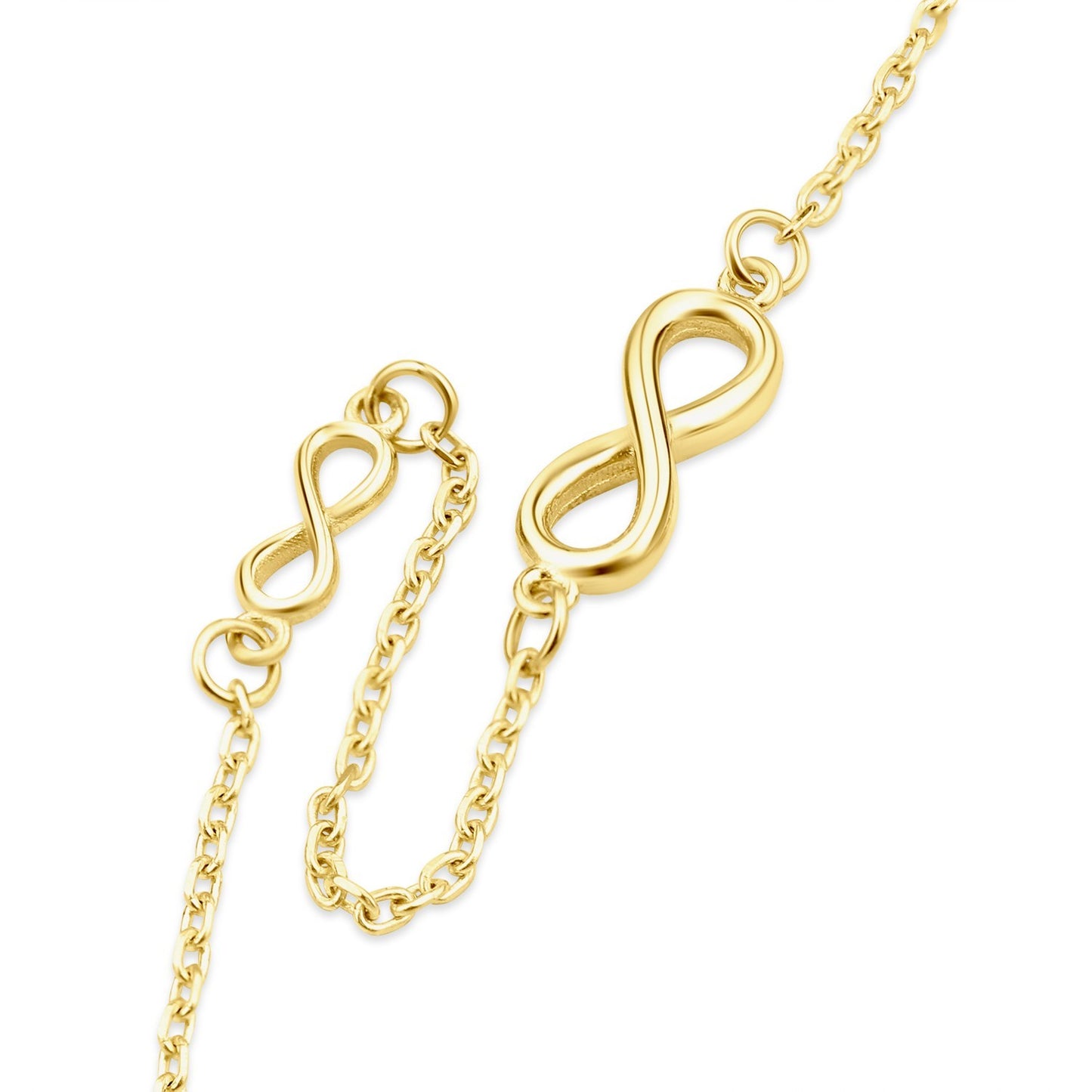 Ladies Infinity Charm Bracelet 9ct Yellow Gold 375 Hallmark 19cm length