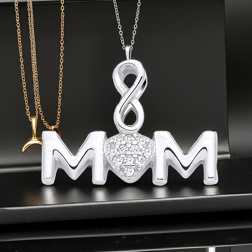 Mum Infinity Heart Pendant Solid Sterling Silver 925 Hallmark 18" Chain