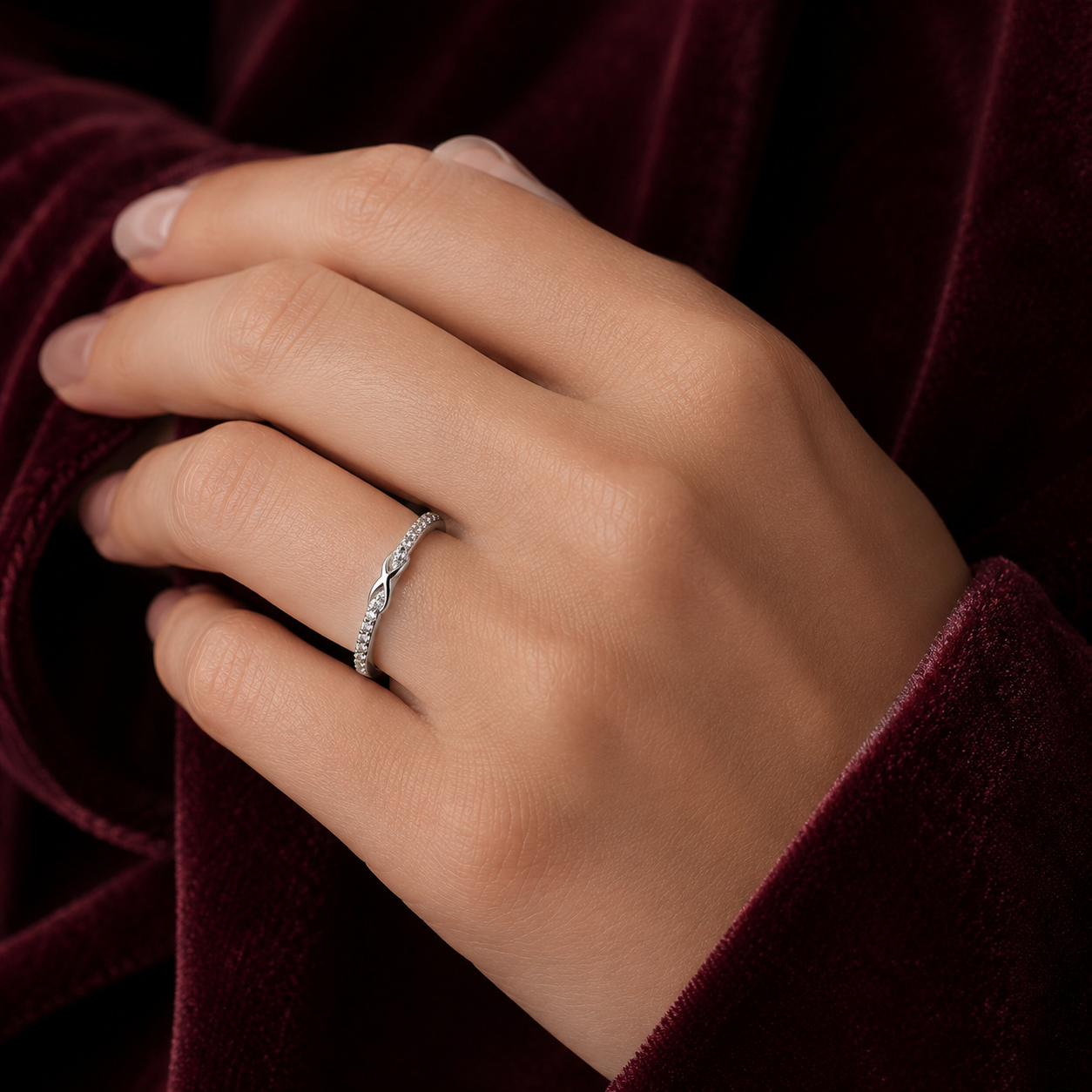 Sterling Silver Infinity Eternity Band Ring 3mm Wide 925 Hallmark