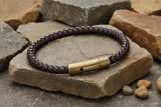 Fred Bennett Two Tone Woven Leather Bracelet 21.5cm B5061