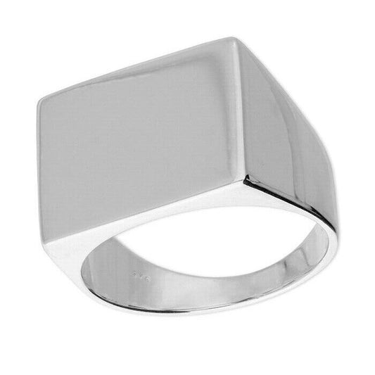 Men's Heavy Oblong Signet Ring Solid Sterling Silver Full Hallmark Size P-Z