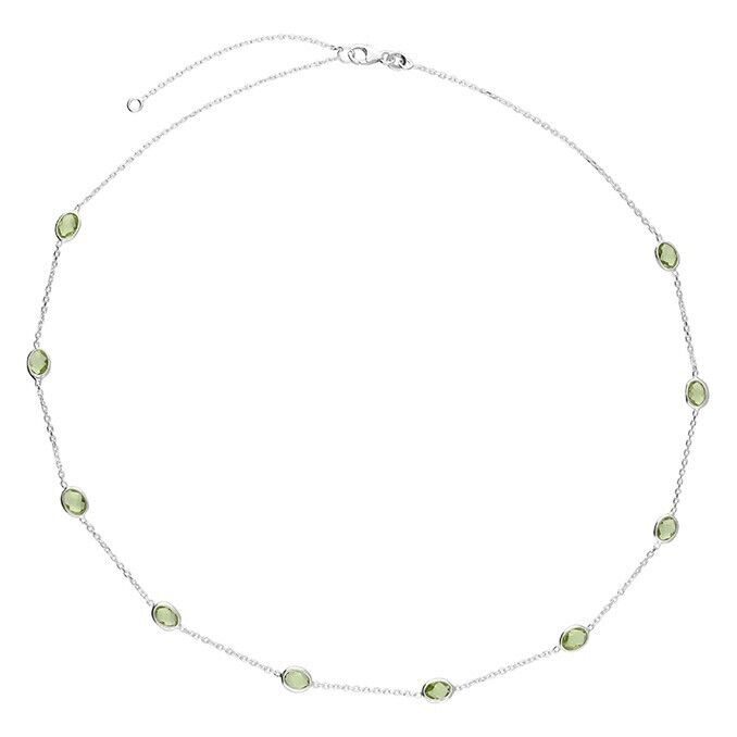 Beautiful Peridot Necklace 925 Sterling Silver Adjustable Chain British Made