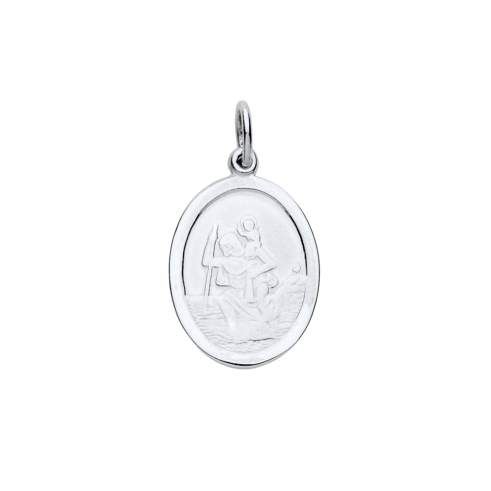 Oval St Christopher Pendant Sterling Silver Hallmark All Chain Lengths