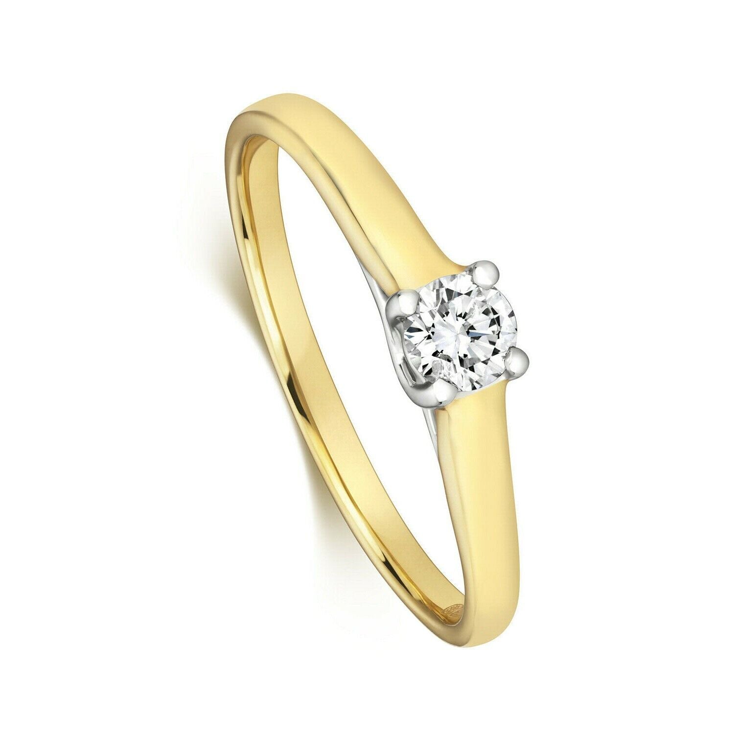 Real Diamond Solitaire Ring 9ct Yellow Gold 0.25ct Engagement Size J - Q
