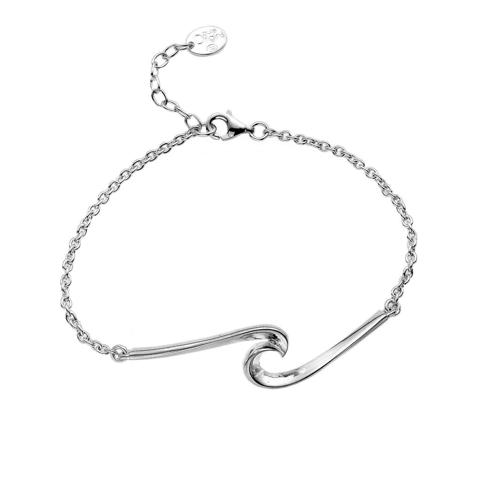 Silver Atlantic Wave Bracelet Solid Sterling Silver Hallmark Luxury Box