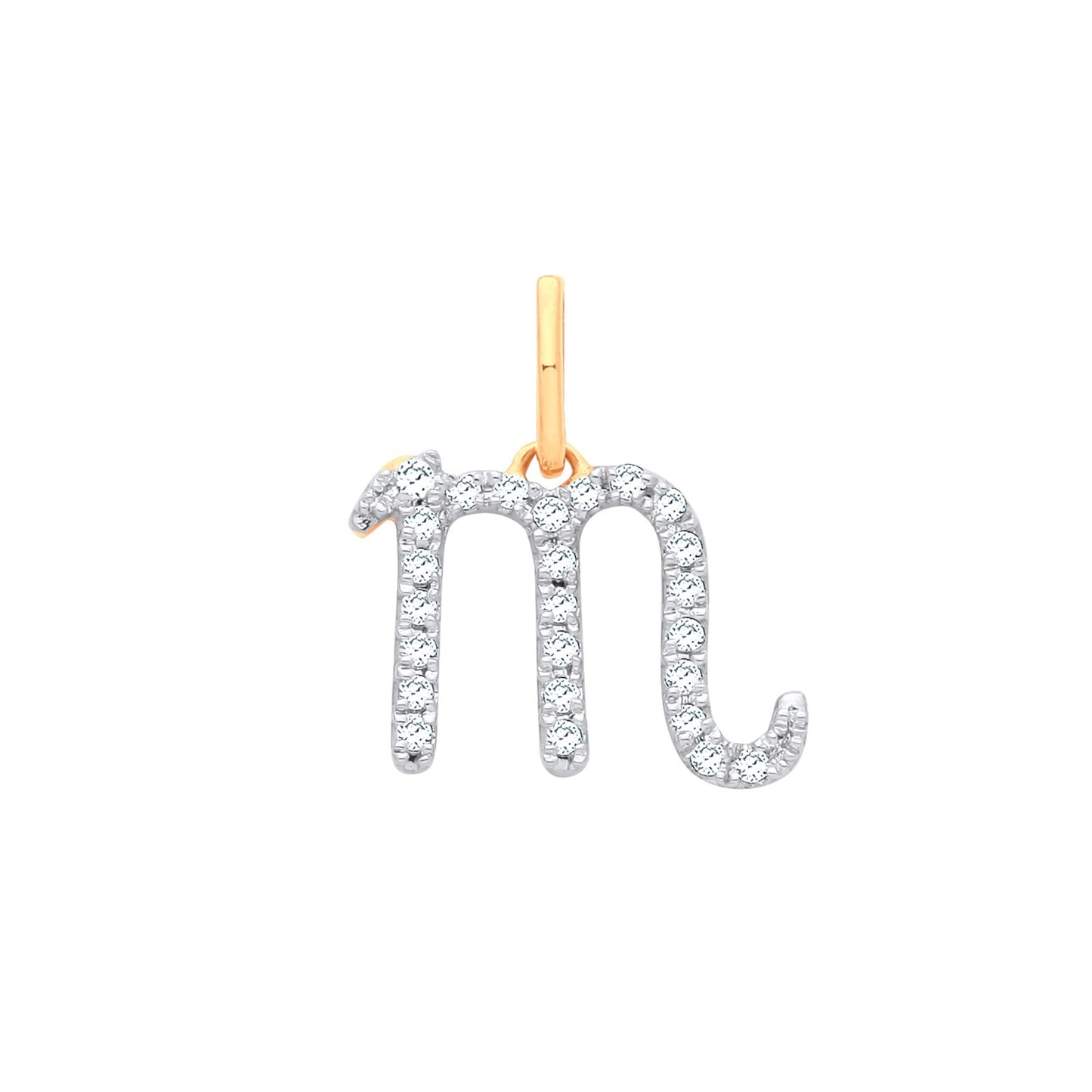9ct Yellow Gold Scorpio Zodiac 0.15ct Pendant Made in London
