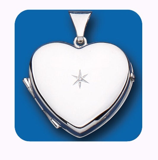 Real Diamond Heart Family Locket 4 Photo Solid Sterling Silver 925 Hallmark 23mm